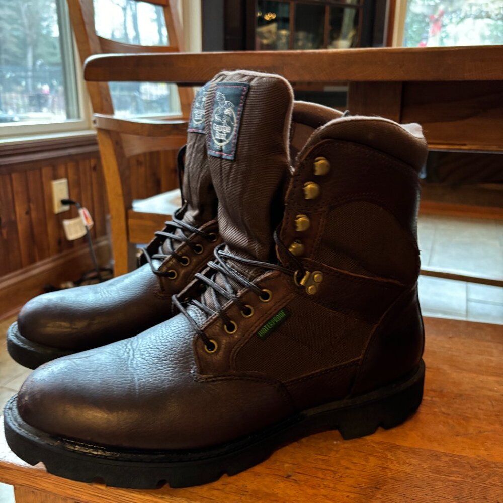 Georgia Boot Men’s 11W Brown Leather Waterproof Work Boots 8” Lug Sole